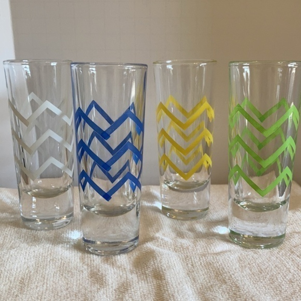 Crisa signed chevron striped shot glasses